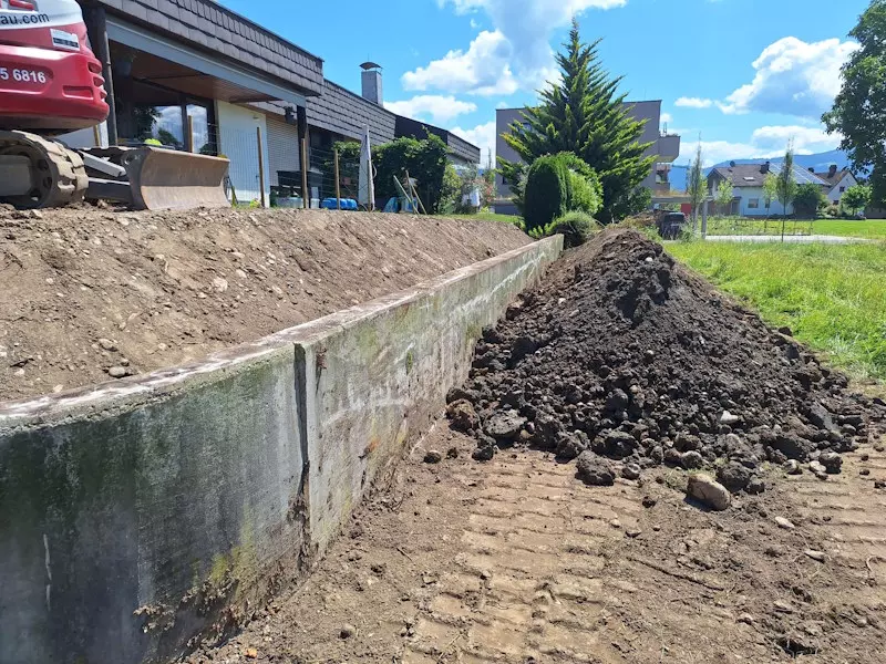 Bewehrte Erde, Stützmauer aus Erde, Schmid Erdbau, Hörbranz, Leiblachtal