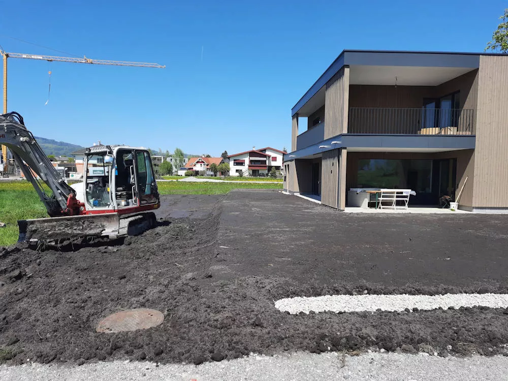 Humusierung, Humusarbeiten im Leiblachtal, Schmid Erdbau