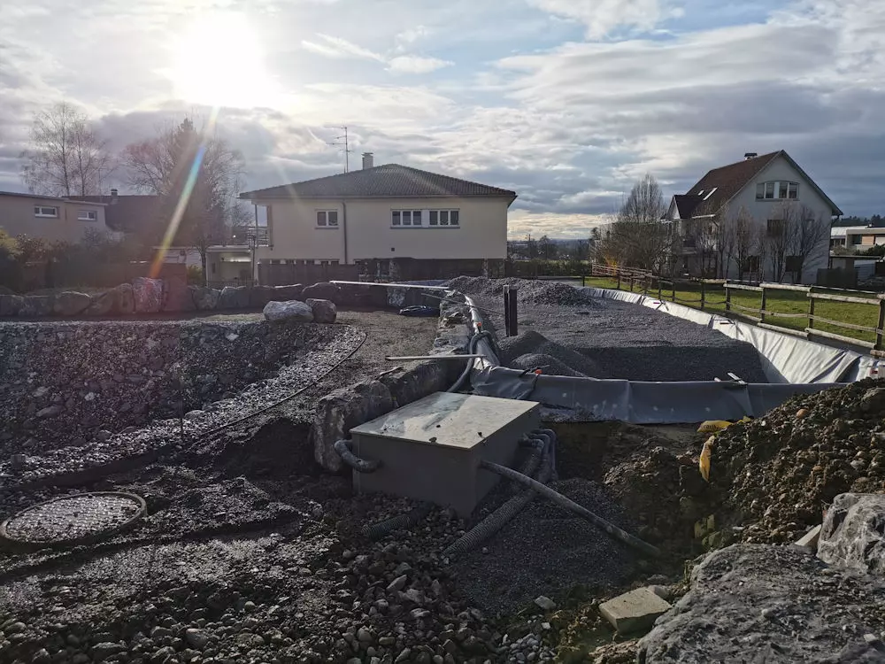 Schwimmteich in Hörbranz, Reitstall Hörbranz, Erdbau Leiblachtal